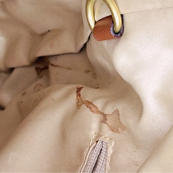 Coach Brown Leather Signature C Hampton Canvas Stripe Shoulder Bag Handbag 10542 - Picture 10 of 11